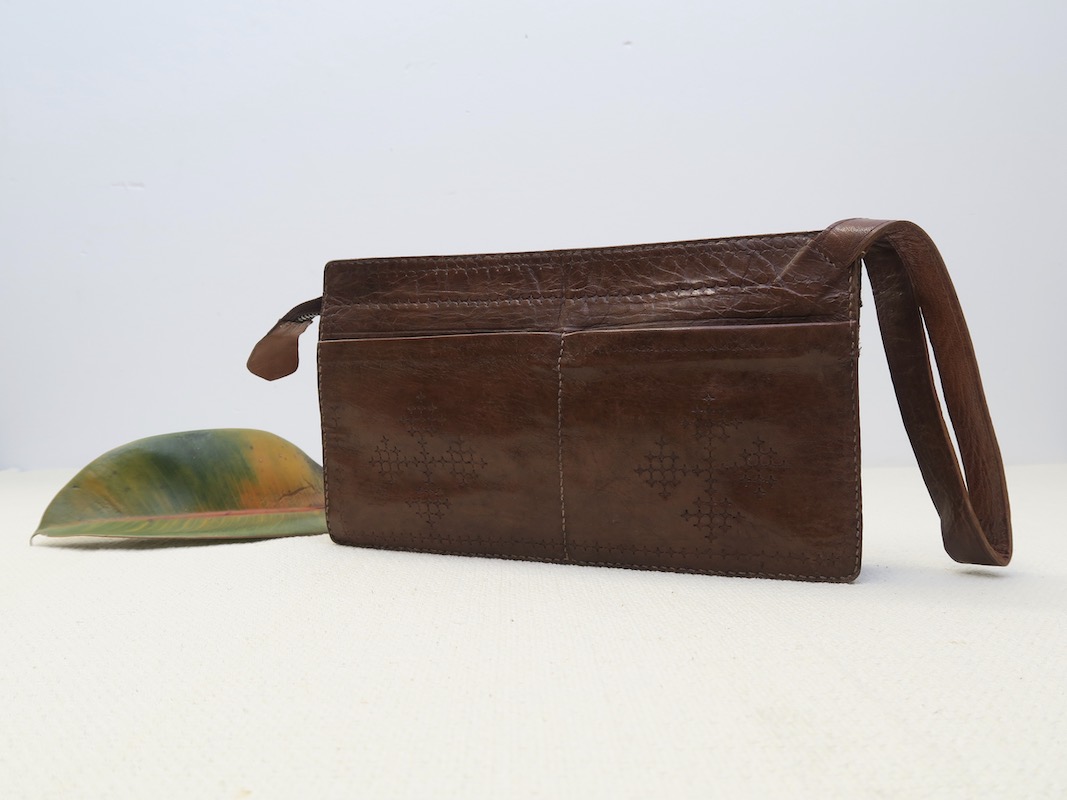 Vintage Sac en cuir RFID Protection Universel Étui plumes Sac ect